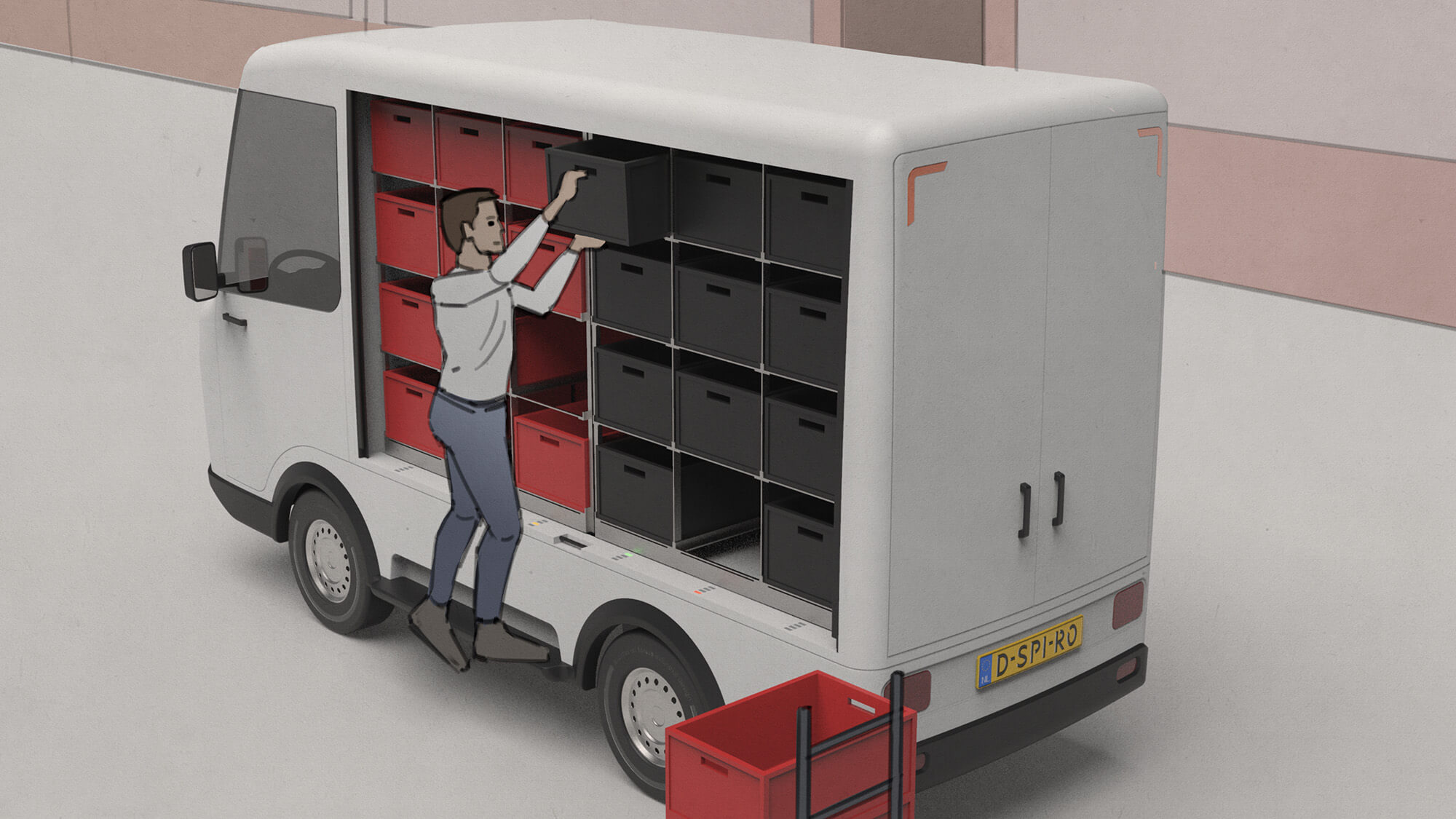 Elektrische bestelbus opstapje