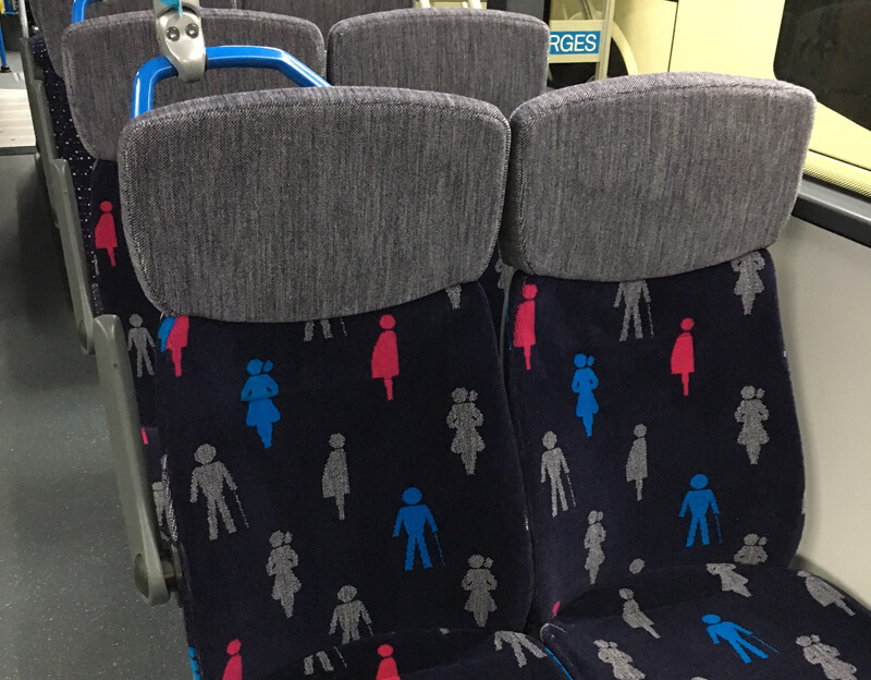 Schiphol busstoel bekleding met patroon