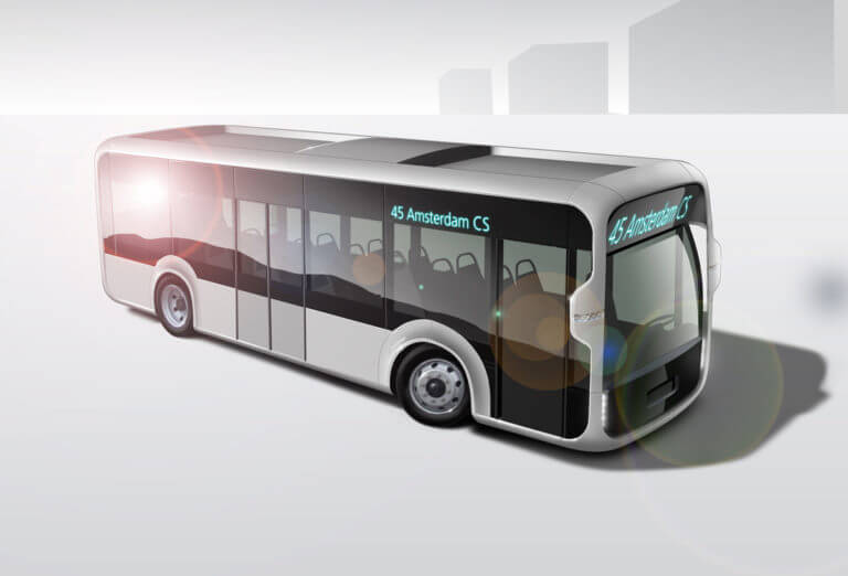 Artist impression sustainable public transport bus in 5 years